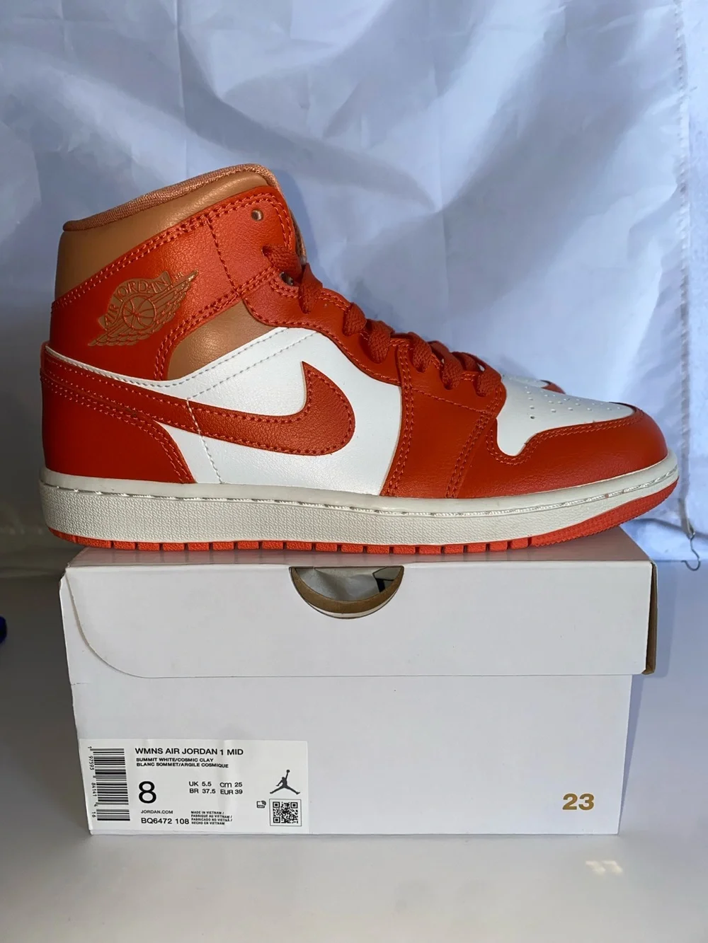 Nike  Women’s Orange and White Mid-Top Sneakers -